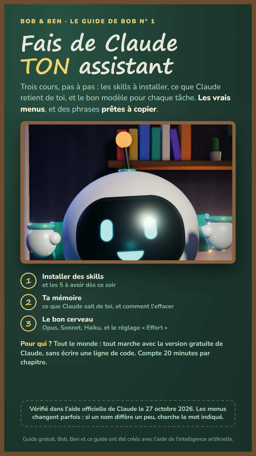 Couverture du guide de Bob n° 1 : Fais de Claude TON assistant