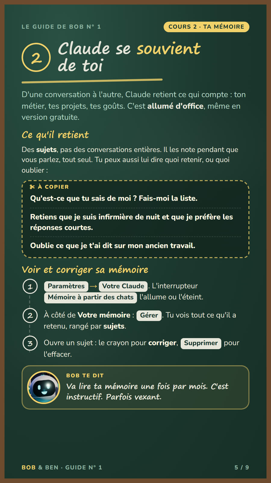 Guide 1, page 5 : Claude se souvient de toi