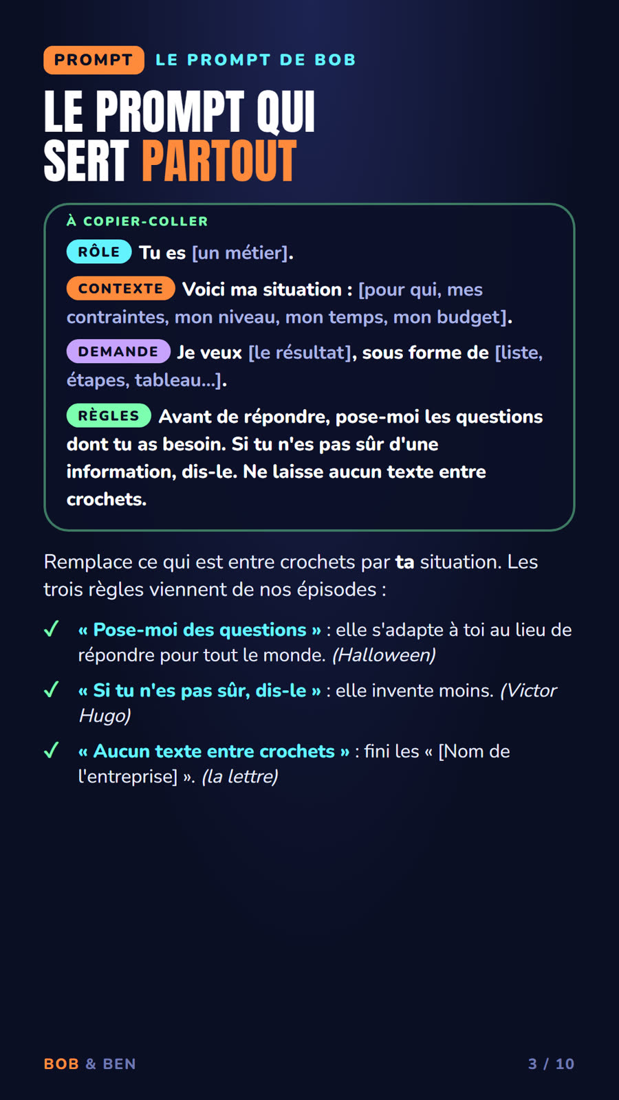 Kit 1, page 3 : le prompt universel (PROMPT)