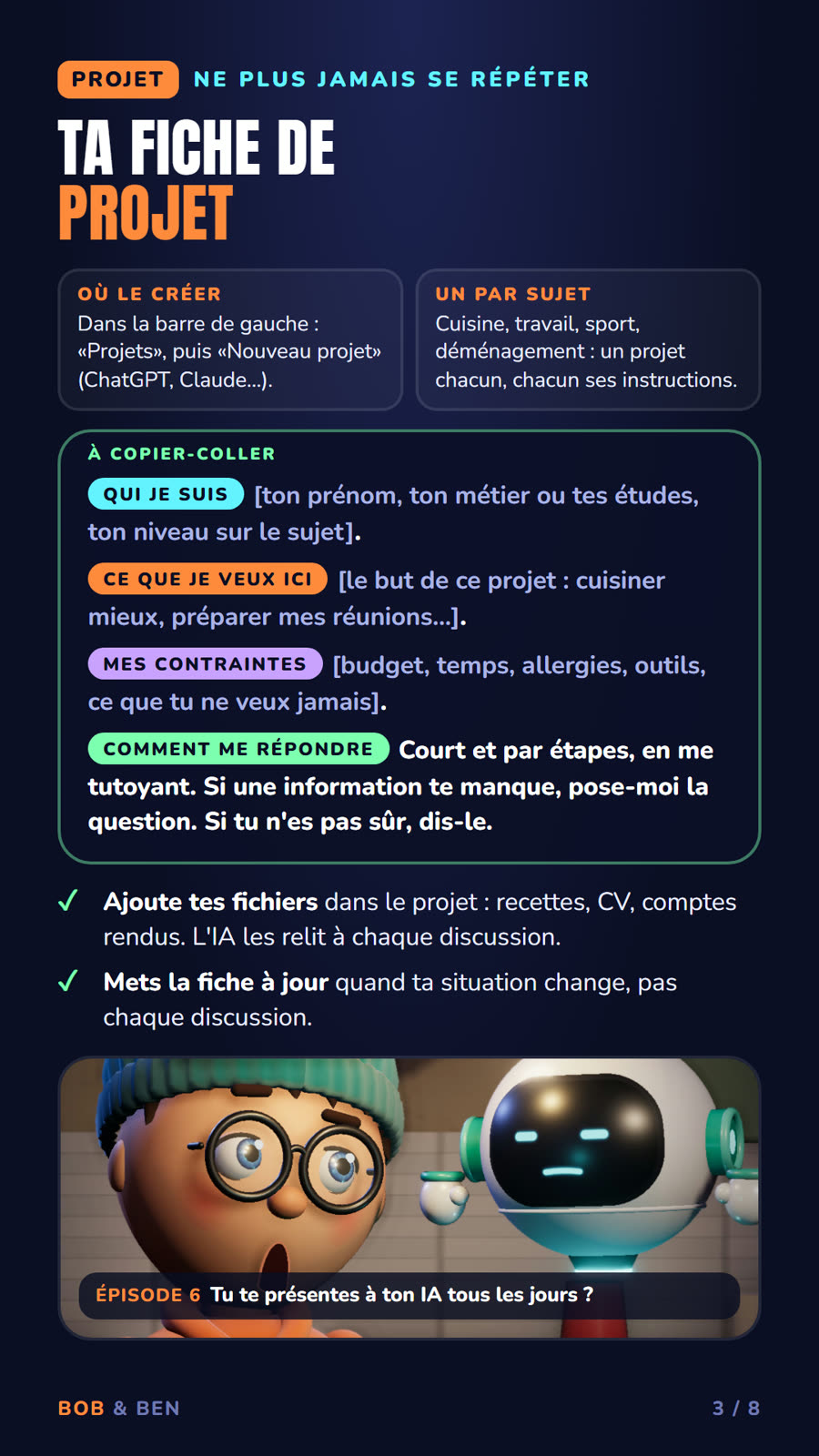Kit 2, page 3 : la fiche de projet (PROJET)