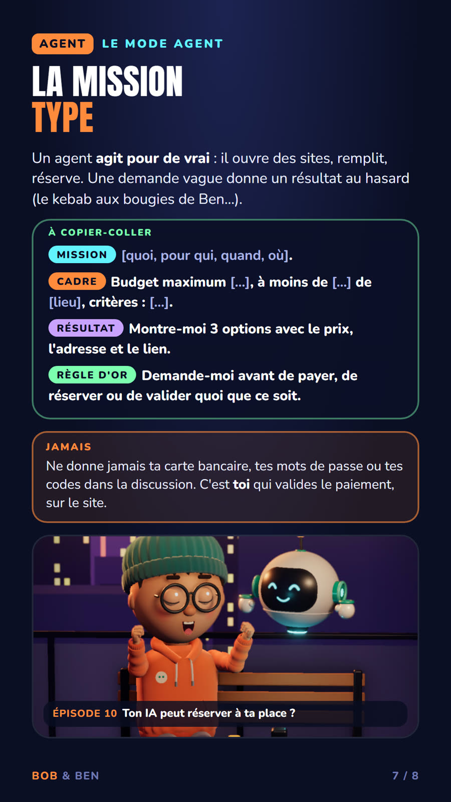 Kit 2, page 7 : la mission type du mode agent (AGENT)