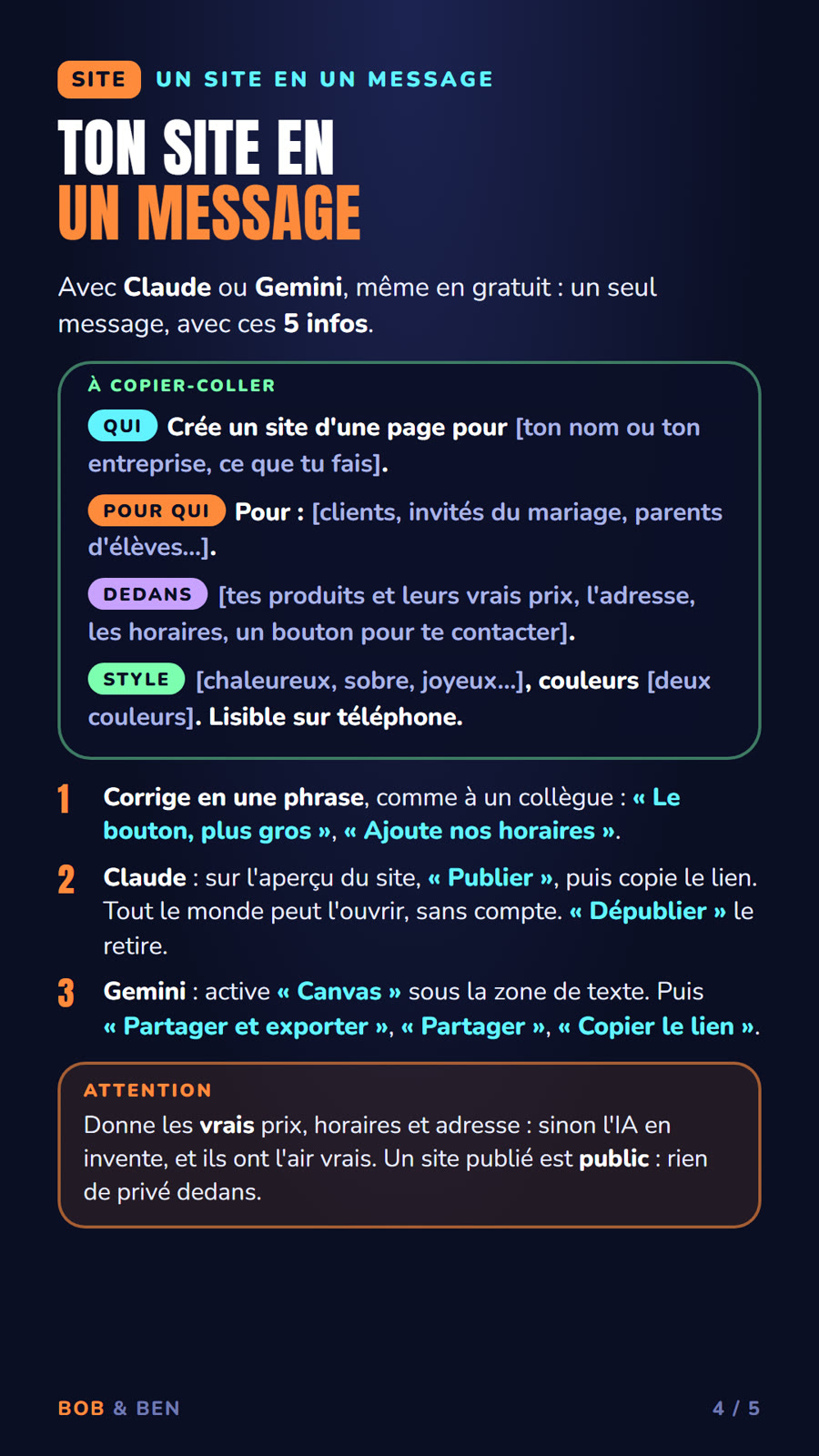 Kit 3, page 4 : ton site en un message (SITE)