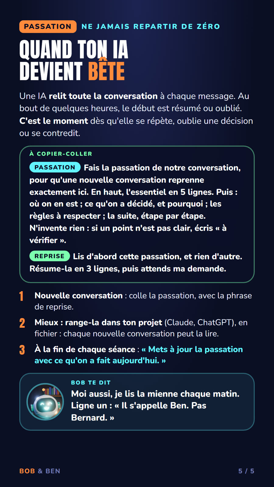Kit 3, page 5 : quand ton IA devient bête (PASSATION)
